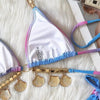 Luxury Diamond Bikini Halter Push Up Swimwear Women's Beach Bikini Crystal Side Bottom Triangle Bikini Halter Swimsuits Women Swimsuit Female Strappy Bikini Set Summer Party Bathing Suit Beachwear by Stevvex