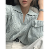 Luxury Kitty Retro Women Sweater Pullovers Knitted Casual Solid Autumn Turn-down Collar Feminine Loose All Match Soft Sweet Tops by Stevvex