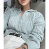Luxury Kitty Retro Women Sweater Pullovers Knitted Casual Solid Autumn Turn-down Collar Feminine Loose All Match Soft Sweet Tops by Stevvex