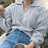 Luxury Kitty Retro Women Sweater Pullovers Knitted Casual Solid Autumn Turn-down Collar Feminine Loose All Match Soft Sweet Tops by Stevvex
