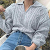 Luxury Kitty Retro Women Sweater Pullovers Knitted Casual Solid Autumn Turn-down Collar Feminine Loose All Match Soft Sweet Tops by Stevvex