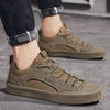 Luxury Leather Men's Sneakers Lace Up Mens Casual Outdoor Canvas Shoes Handmade Fashion Walking Sneakers Comfortable Modern Design Sneakers For Man by Stevvex