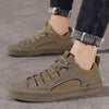 Luxury Leather Men's Sneakers Lace Up Mens Casual Outdoor Canvas Shoes Handmade Fashion Walking Sneakers Comfortable Modern Design Sneakers For Man by Stevvex