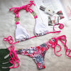 Luxury Purple Halter Crystal Diamond Bikini Female Swimsuit Women Swimwear Rhinestone Bikini Set Bathing Suit Women's Swimwear Rhinestone Halter Low Waist Tie Side Bikini Set 2 Pieces Crystal Diamond Swimsuit by Stevvex