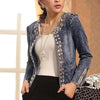Luxury Spring Fashionable Women Denim Jacket Slim Zipper Casual Short Sequins Outerwear Ladies Vintage Crystal Biker by Stevvex