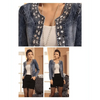 Luxury Spring Fashionable Women Denim Jacket Slim Zipper Casual Short Sequins Outerwear Ladies Vintage Crystal Biker by Stevvex