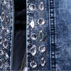 Luxury Spring Fashionable Women Denim Jacket Slim Zipper Casual Short Sequins Outerwear Ladies Vintage Crystal Biker by Stevvex