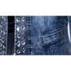 Luxury Spring Fashionable Women Denim Jacket Slim Zipper Casual Short Sequins Outerwear Ladies Vintage Crystal Biker by Stevvex