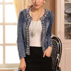 Luxury Spring Fashionable Women Denim Jacket Slim Zipper Casual Short Sequins Outerwear Ladies Vintage Crystal Biker by Stevvex