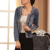 Luxury Spring Fashionable Women Denim Jacket Slim Zipper Casual Short Sequins Outerwear Ladies Vintage Crystal Biker by Stevvex