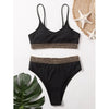 Luxury Women Black Bikini High Waist Swimwear Female 2 Pieces Set Swimsuit Bathing Suit Women Beach Women's High Waisted Bandage Bikini Set Two Piece Push Up Swimsuits by Stevvex
