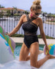 Luxury Women Black Swimsuits Women High Neck One Piece Swimsuits For Women Mesh Bathing Suits Open Back Swimwear One Piece Swimwear For Lady High Neck Bandage Cross Back Swimming Suit Female Holiday Beachwear by Stevvex