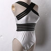 Luxury Women Black Swimsuits Women High Neck One Piece Swimsuits For Women Mesh Bathing Suits Open Back Swimwear One Piece Swimwear For Lady High Neck Bandage Cross Back Swimming Suit Female Holiday Beachwear by Stevvex