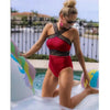 Luxury Women Black Swimsuits Women High Neck One Piece Swimsuits For Women Mesh Bathing Suits Open Back Swimwear One Piece Swimwear For Lady High Neck Bandage Cross Back Swimming Suit Female Holiday Beachwear by Stevvex