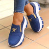 Luxury Women Blue Espadrilles New Solid Color Thick Bottom Zipper Walking Women's Shoes Slip-on High Top Sneakers Round Toe Thick Sole Zipper Ballet Flats Flat Skate Walking Shoes by Stevvex