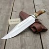 Muela Magnum Style Bowie Knife 10 Inch Clip Point Blade Stag Horn Handle with Leather Sheath by JW SteelCrafts