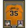 Framed Autographed/Signed Manny Sanguillen 35x39 Pittsburgh Yellow Baseball Jersey JSA COA by Hall of Fame Sports Memorabilia