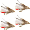 White Marabou Muddler Minnow Streamer Flies - 4 Fly Fishing Flies - Hook Size 8