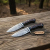 Feather Damascus Hunting Knife Set Fixed Blade by JW SteelCrafts