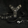 "Maximus Silver" BIG dog SET- Harness - collar - lead. Black by Bestia Dog Gear