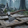 Traditional Woodsman’s Bearded Axe, Hand-Carved Hardwood Handle, Pattern Steel Edge by JW SteelCrafts