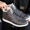 Men's Black Business Winter Shoes Casual High Top Cotton Leather Boots Plush Warm Sneakers Waterproof Snow Booties Fashion Sporting Shoes Leather Boots Winter Sneakers Outdoor Casual Office Shoes by Stevvex