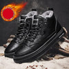 Men's Winter Cotton Shoes High-Top Fashion Casual Trend Boots Flat Shoes Winter Snow Boots Warm Ankle Booties Outdoor Work Shoes For Cold Weather Soft Comfortable Walking Brown Shoes by Stevvex