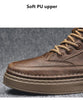 Men's Winter Cotton Shoes High-Top Fashion Casual Trend Boots Flat Shoes Winter Snow Boots Warm Ankle Booties Outdoor Work Shoes For Cold Weather Soft Comfortable Walking Brown Shoes by Stevvex