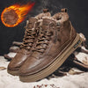 Men's Winter Cotton Shoes High-Top Fashion Casual Trend Boots Flat Shoes Winter Snow Boots Warm Ankle Booties Outdoor Work Shoes For Cold Weather Soft Comfortable Walking Brown Shoes by Stevvex