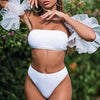 Mesh Ruffle Swimsuit Female Bikini Strapless Swimwear Women High Waist Bikini Set Black Pink Bathing Suit Women Ruffle Bikini Yellow Swimsuit Two Piece Flounce Bathing Suit Set by Stevvex