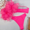 Mesh Ruffle Swimsuit Female Bikini Strapless Swimwear Women High Waist Bikini Set Black Pink Bathing Suit Women Ruffle Bikini Yellow Swimsuit Two Piece Flounce Bathing Suit Set by Stevvex