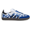 "Metallic Blue Flames" Adidas Sambas Shoes by Stadium Custom Kicks