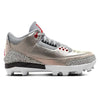 "Metallic Silver" Jordan 3 Retro MCS Cleats by Stadium Custom Kicks