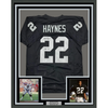 Framed Autographed/Signed Michael Mike Haynes 35x39 HOF 97 Oakland Black Football Jersey Beckett BAS COA by Hall of Fame Sports Memorabilia