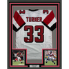 Framed Autographed/Signed Michael Turner 35x39 Atlanta White Football Jersey Beckett BAS COA by Hall of Fame Sports Memorabilia