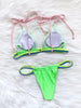 Micro Bikini Set For Women Black Blue Green Pink String Swimwear Women's Halter String Triangle Bikini Set Charming Swimwear Two Piece Swimsuit Women's Swimsuit Push Up Bathers Bathing Suit Bikinis by Stevvex