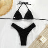 Micro Pleated Bikini Women Swimsuit Halter Bikini Set Triangle Swimwear Female Beach Wear Bathing Suit Two Piece Bikini Double Shoulder Straps Cute Swimsuit Triangle Bathing by Stevvex