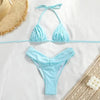 Micro Pleated Bikini Women Swimsuit Halter Bikini Set Triangle Swimwear Female Beach Wear Bathing Suit Two Piece Bikini Double Shoulder Straps Cute Swimsuit Triangle Bathing by Stevvex