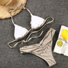 Micro Pleated Bikini Women Swimsuit Halter Bikini Set Triangle Swimwear Female Beach Wear Bathing Suit Two Piece Bikini Double Shoulder Straps Cute Swimsuit Triangle Bathing by Stevvex