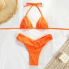 Micro Pleated Bikini Women Swimsuit Halter Bikini Set Triangle Swimwear Female Beach Wear Bathing Suit Two Piece Bikini Double Shoulder Straps Cute Swimsuit Triangle Bathing by Stevvex