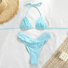 Micro Pleated Bikini Women Swimsuit Halter Bikini Set Triangle Swimwear Female Beach Wear Bathing Suit Two Piece Bikini Double Shoulder Straps Cute Swimsuit Triangle Bathing by Stevvex
