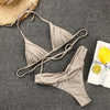Micro Pleated Bikini Women Swimsuit Halter Bikini Set Triangle Swimwear Female Beach Wear Bathing Suit Two Piece Bikini Double Shoulder Straps Cute Swimsuit Triangle Bathing by Stevvex