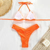 Micro Pleated Bikini Women Swimsuit Halter Bikini Set Triangle Swimwear Female Beach Wear Bathing Suit Two Piece Bikini Double Shoulder Straps Cute Swimsuit Triangle Bathing by Stevvex