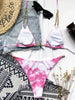 Mini Bikini Tie Dye Swimwear Women Metal Chain Patchwork Bathing suit Triangle Bikinis Women's Swimsuit Women Sparkle Glitter Swimwear Sequin Bikini Shiny String Bra Swimsuit Beach Wear by Stevvex