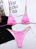 Mini Bikini Tie Dye Swimwear Women Metal Chain Patchwork Bathing suit Triangle Bikinis Women's Swimsuit Women Sparkle Glitter Swimwear Sequin Bikini Shiny String Bra Swimsuit Beach Wear by Stevvex