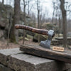 Hand Forged Carbon Steel Viking Axe with Carved Ash Wood Handle and Leather Grip by JW SteelCrafts