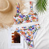 Modern Blue High Waist Bikini Push Up Swimwear Women Dragon Printed Bikini Set Retro Swimsuit Women's High Waist Bikini Swimsuits Twist Push Up Two Piece Bathing Suits Tummy Control Swimwear by Stevvex