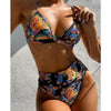 Modern Blue High Waist Bikini Push Up Swimwear Women Dragon Printed Bikini Set Retro Swimsuit Women's High Waist Bikini Swimsuits Twist Push Up Two Piece Bathing Suits Tummy Control Swimwear by Stevvex