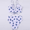 Modern Blue High Waist Bikini Push Up Swimwear Women Dragon Printed Bikini Set Retro Swimsuit Women's High Waist Bikini Swimsuits Twist Push Up Two Piece Bathing Suits Tummy Control Swimwear by Stevvex