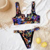 Modern Blue High Waist Bikini Push Up Swimwear Women Dragon Printed Bikini Set Retro Swimsuit Women's High Waist Bikini Swimsuits Twist Push Up Two Piece Bathing Suits Tummy Control Swimwear by Stevvex